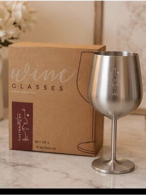 Brushed Stainless Steel Wine Glass - Custom Artisan